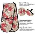 thumbnail image 4 of Dailycode Double Sided Oven Mitt with Loop Heat Resistant Kitchen Long Potholders 7" x 35" Butterflies and Red White Rose, 4 of 6