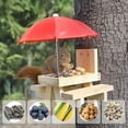 thumbnail image 3 of Mangeoire pour Écureuil Table de Pique-Nique en Bois Résistante aux Intempéries avec Parasol, 3 of 5