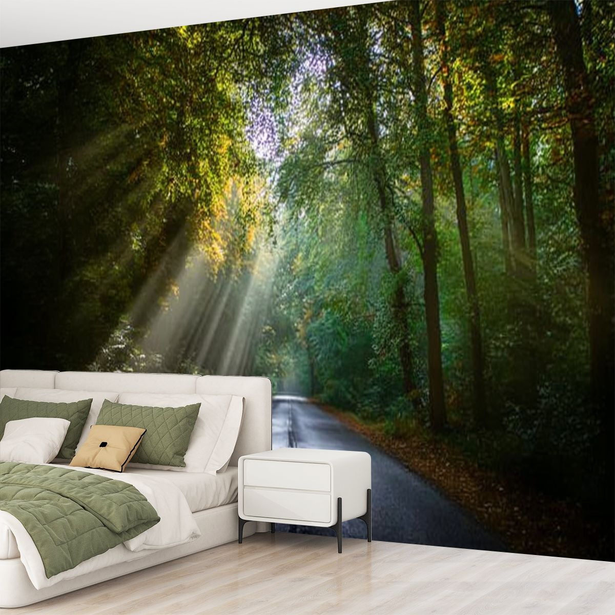 Peel and Stick Wallpaper Light beams forest Modern Art Wall Mural Decor Self Adhesive and Removable 69in x 98in