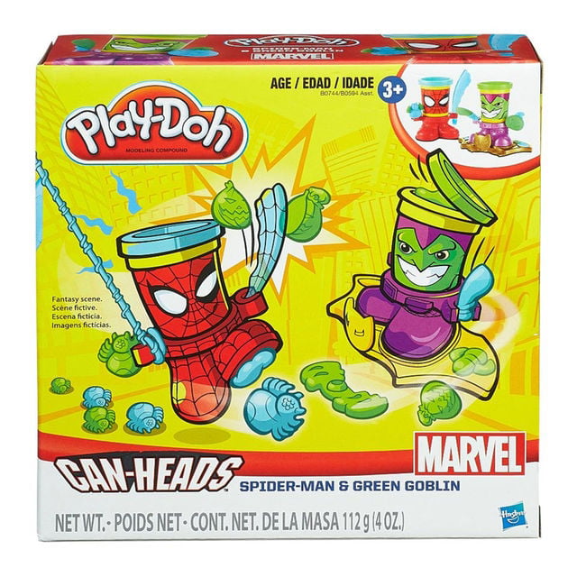 PLAY-DOH MARVEL CAN-HEADS FEATURING SPIDER-MAN AND GREEN GOBLIN BRAND NEW 
