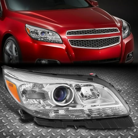 Nuvision for 2013-2015 Chevrolet Malibu Chrome/Amber Projector Headlight Passenger Right
