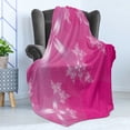 thumbnail image 4 of Hot Pink Soft Flannel Fleece Throw Blanket, Vibrant Floral Arrangement on an Abstract Hot Pink Background Modern Design, Cozy Plush for Indoor and Outdoor Use, 60" x 80", Hot Pink White, by Ambesonne, 4 of 5