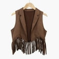 thumbnail image 2 of oqasdz Girls Tops Western Cowboy Outfits Open Front Fringe Vest Party Dress Up Tassel Fringe Waist Coat Top Size 3 Y-4 Y, 2 of 7