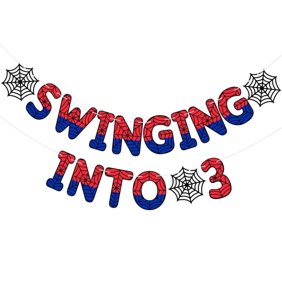 Banner de cumpleaños TaoBary Spider Theme 3rd Swinging into 3