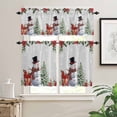 thumbnail image 2 of Christmas Tree Snowman Kitchen Curtains and Valances Set, Winter Snowflakes Red Flowers Grey Rod Pocket Window Valance Window Curtain Panels for Living Room Bedroom Laundry, 27.5x36in, 3 Pieces, 2 of 7