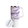 thumbnail image 2 of 40 Oz Car Handle Water Bottle Water Cup Water Bottle Water Jug Coffee Cup Travel Water Bottle Vibrant Lavender Flowers, 2 of 8