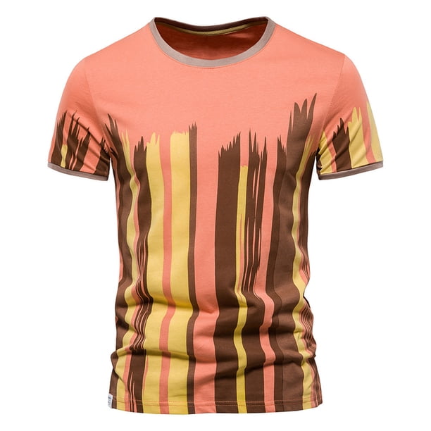 Camiseta de manga corta con estampado cómodo de algodón de verano para hombre Pompotops oipoqjl31923