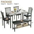 thumbnail image 5 of PORKISS Dining Table Set for 6, 6 Piece Dining Room Set with 4 PU Leather Chairs and Bench, Kitchen Dining Table and Bench Set with Storage Rack, Modern Kitchen Furniture Set for Home, Gray+Black, 5 of 9