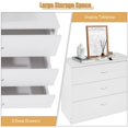 thumbnail image 6 of 3 Drawer Dresser, UHOMEPRO Modern Chest of Drawers for Bedroom, Night Stand Wood Storage Cabinet Dresser Organizer Unit with Handle for Living Room, Closet, Hallway, Small Space, White, 6 of 13