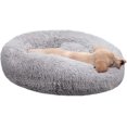 thumbnail image 1 of Cama de piel sintética para perros y gatos, redonda y peluda, antiansiedad, relajante, con forma de donut, para cachorros medianos y grandes, con cojín y autocalentable (8,5 m), 1 of 5