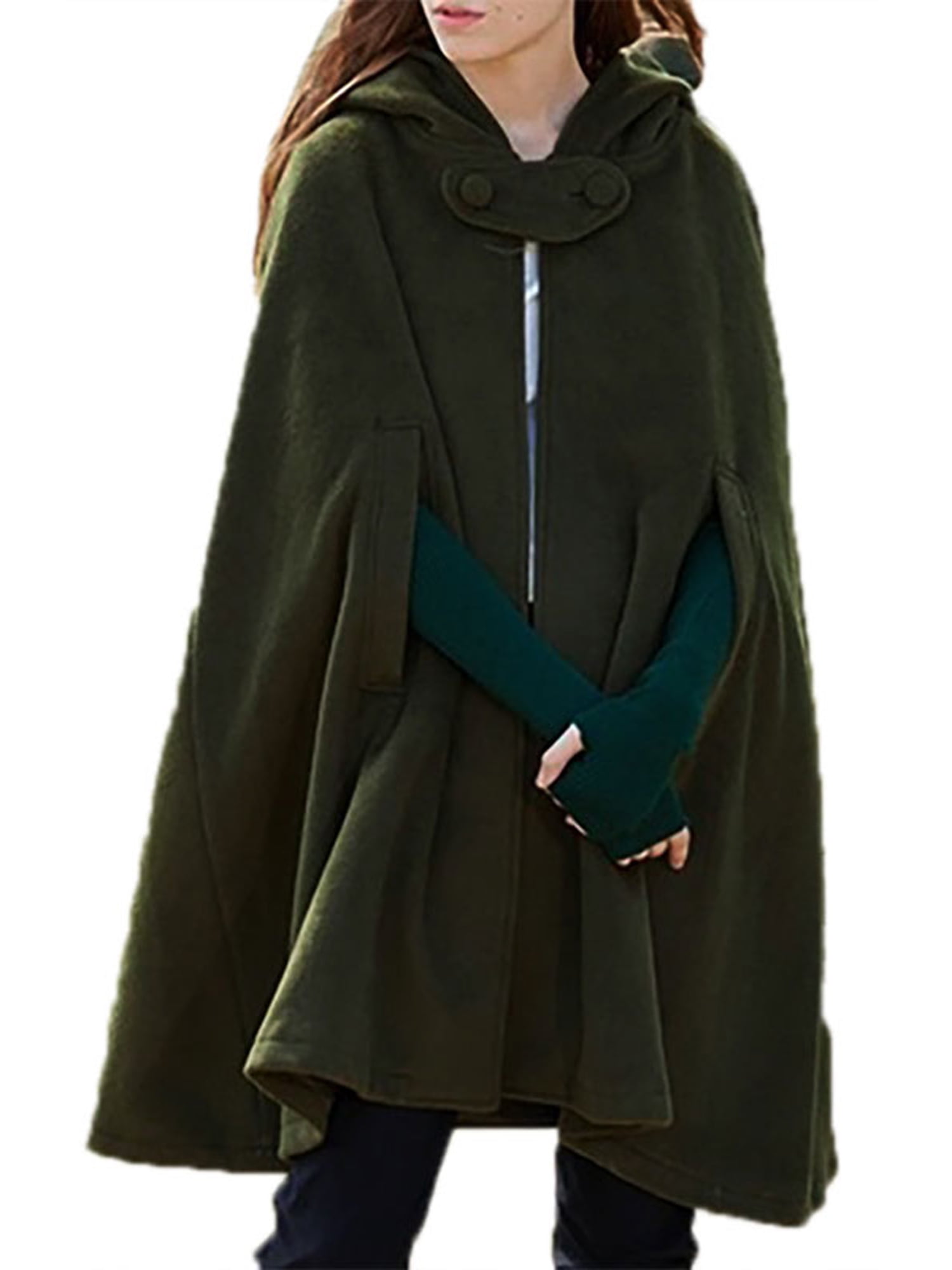 UK Mens Womens Poncho Cloak Cape Loose Coat Jacket Outdoor Fashion Outwear Tops