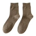 thumbnail image 3 of opolski 1 Pair Men Socks Mid-tube No Odor Solid Color High Elasticity Anti-slip Breathable Soft Warm Sweat-absorption Anti-shrink Sports Cotton Socks Coffee, 3 of 8