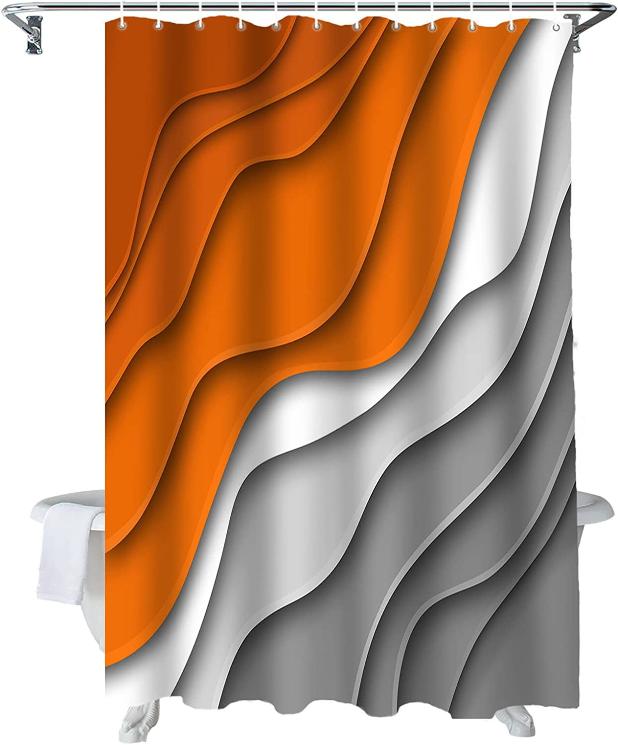 Shower Curtains 72 x 72 Inches Orange Grey Modern Geometric Bath