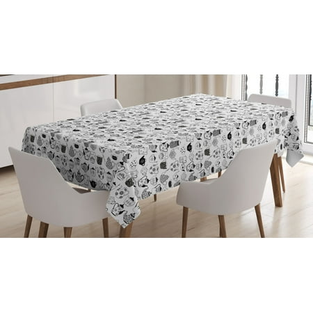 

Tea Party Tablecloth Floral Patterned Cups with Different Designs Monochrome Timeless Kitchenware Rectangular Table Cover for Dining Room Kitchen 60 X 90 Inches Black White by Ambesonne