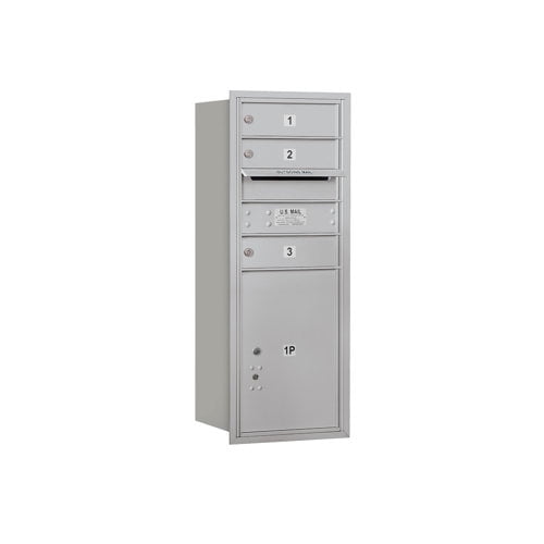 Salsbury Industries Recessed Private 5 Door Rear Load 4C Horizontal Mail Center with 1 Parcel Locker