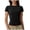 Black, variant on Women's Athletic Tee, Short Sleeve Crew Neck Workout Top, Plain Stretch Slim Fit Sport Shirt