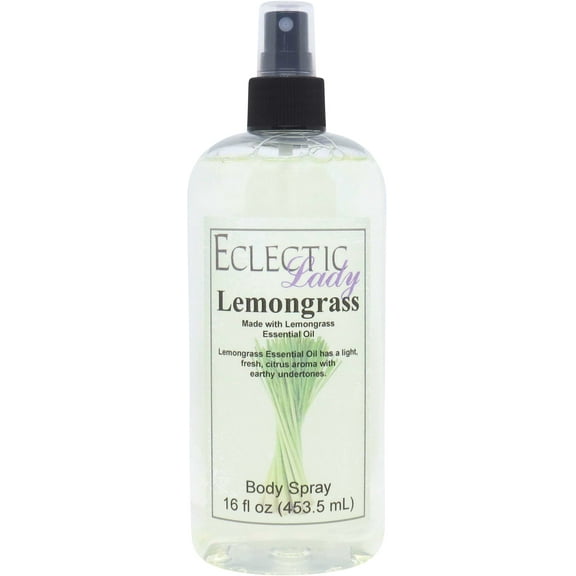 Lemongrass Body Spray, Eclectic Lady, Hydrating Mist, Unisex, 16 oz