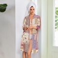 thumbnail image 6 of Zipper Lightweight Robes for Women Soft Bathrobes for Women Zip Up Front 3/4 Length Sleeve Knee Length Vintage Floral Print Casual Pajama Sleepwear with Pockets Dark Purple M, 6 of 7