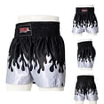 thumbnail image 5 of Men Boxing Shorts MMA Mauy Thai Training Fitness Gym Cage Fight Kickboxing Trunks Clothing Black Silver Flame Medium, 5 of 7