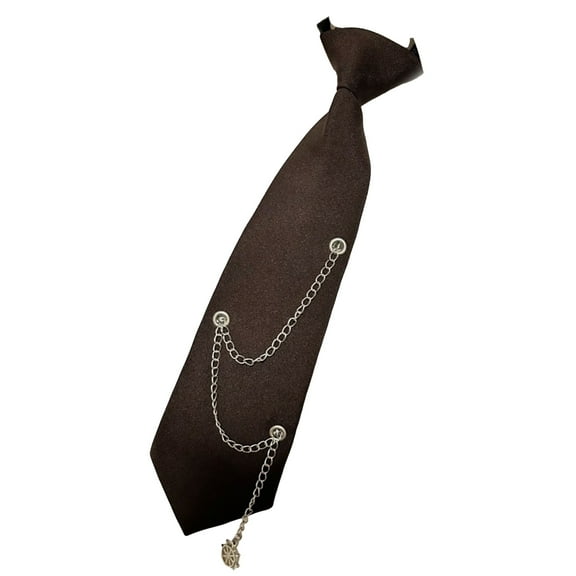 Punk Metal Chain Necktie for Women Student Japanese Pre Tied Adjustable Ties for Uniform School Shirt Party Graduation