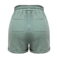 thumbnail image 5 of XIAONU Women's Sage Crinkled Gauze Shorts Relaxed Fit Above Knee Drawstring Waist Lightweight Beach Bottoms, 5 of 5