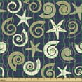 thumbnail image 2 of Ambesonne Nautical Fabric by the Yard Upholstery, Sea Shells Mollusk Art, 2 Yards, Dark Indigo and Dark Eggshell, 2 of 5