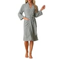 thumbnail image 2 of INSPIRE CHIC Women's Bath Robe Durable Lightweight Kimono Luxury Spa Resort & Hotel Bathrobe M Gray, 2 of 5