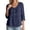 Navy, variant on Women V Neck Long Sleeve Button Down Shirt Loose Casual Top,Navy,2XL