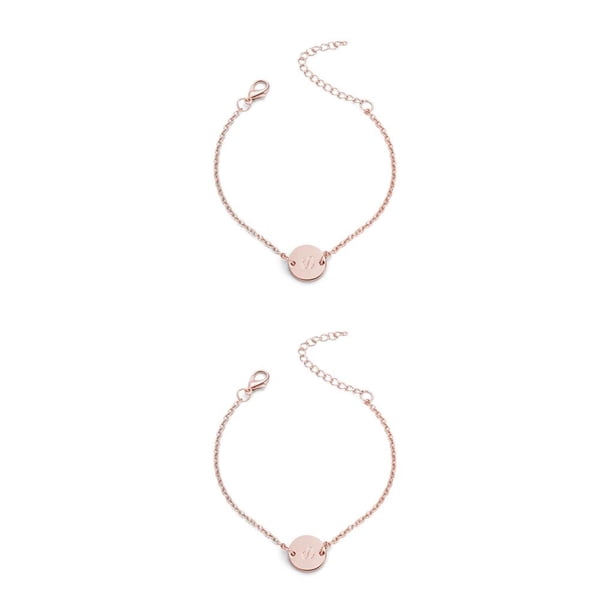Sonducket Brazaletes Retro para mujer, cadena A-Z, con alfabeto, colgante de letras redondas, joyería Oro rosa letra s 2piezas Sonducket CBP042312