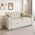 thumbnail image 2 of Oufan Soft Cushion Convertible Sofa Pull Bed for Two People to Sit On, 2-Seater Upholstery Couch for Living Room Apartment, Beige, 2 of 10