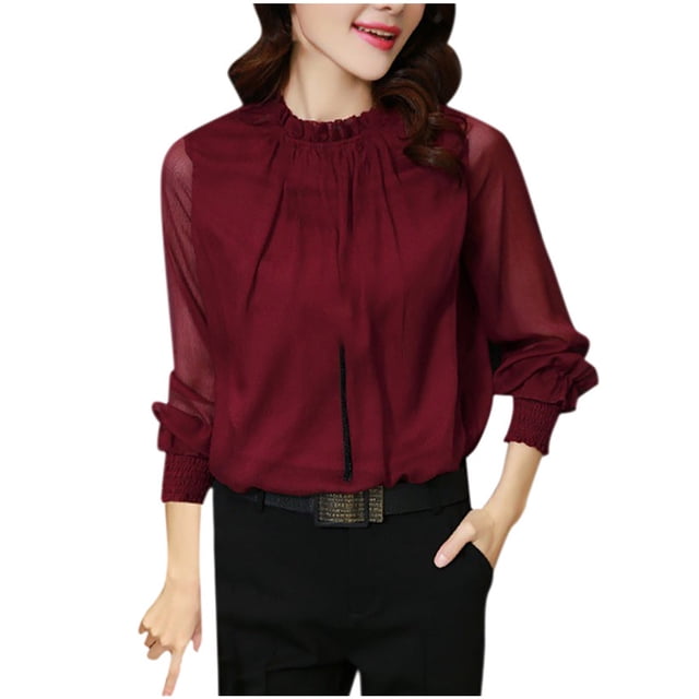 Pompotops Mode Femmes Décontracté Manches Longues Col Rond Patchwork Uni Ample Hauts Courts