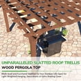 thumbnail image 5 of VEIKOUS 24' x 12' Outdoor Cedar Wood Pergola, Pergola Grape Trellis for Climbing Plant W/ Ground Stakes for Garden & Deck, 5 of 14