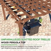 VEIKOUS 24' x 12' Outdoor Cedar Wood Pergola, Pergola Grape Trellis for Climbing Plant W/ Ground Stakes for Garden & Deck