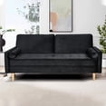 thumbnail image 7 of 70" Modern Loveseat Sofa Couch,Mid-Century Velvet Upholstered Small Love Seat Couch with 2 Pillows for Compact Space,Living Room,Apartment,Black, 7 of 7