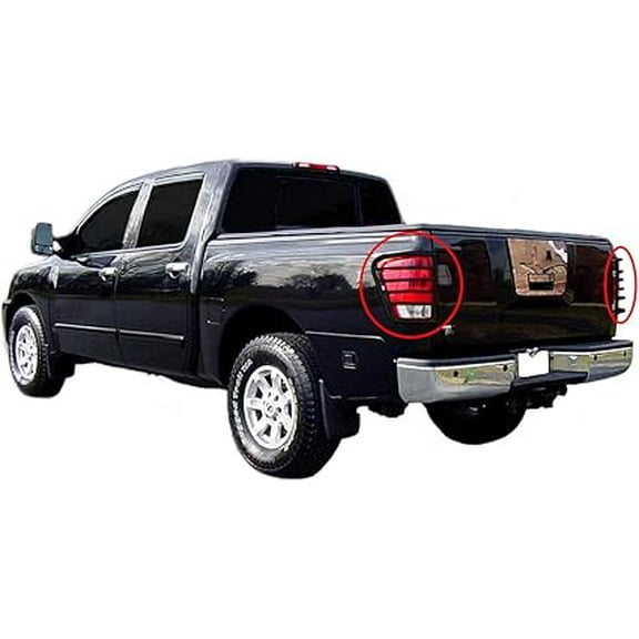 Black Horse Tail Light Guards Black Compatible with 2004-2013 Nissan Titan-7G113206A