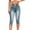 Navy, variant on Promotion Sale! Women's Ripped Capri Jeans High Waisted Skinny Fit Stretch Denim Pants With Drawstring Black L Size