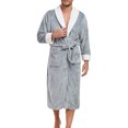 thumbnail image 2 of SHTXOZHI Mens Flannel Robe Fleece Plush Spa Bathrobe with Pockets & Belt Warm House Coat, 2 of 5