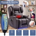 thumbnail image 3 of IPKIG Brown Wood Frame Faux Leather Power Recliner with Heat and Massage for Home Theater, 2-Piece Set, 3 of 7