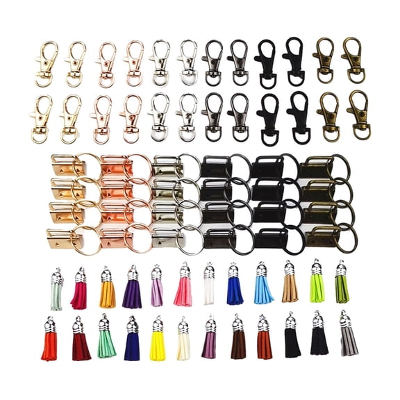 72 Pieces Key Fob Hardware Wristlet Set with Key Rings 24 Colorful Leather Keychain Tassel 24 Swivel Snap Hooks 1 Inch for Key Chain Making