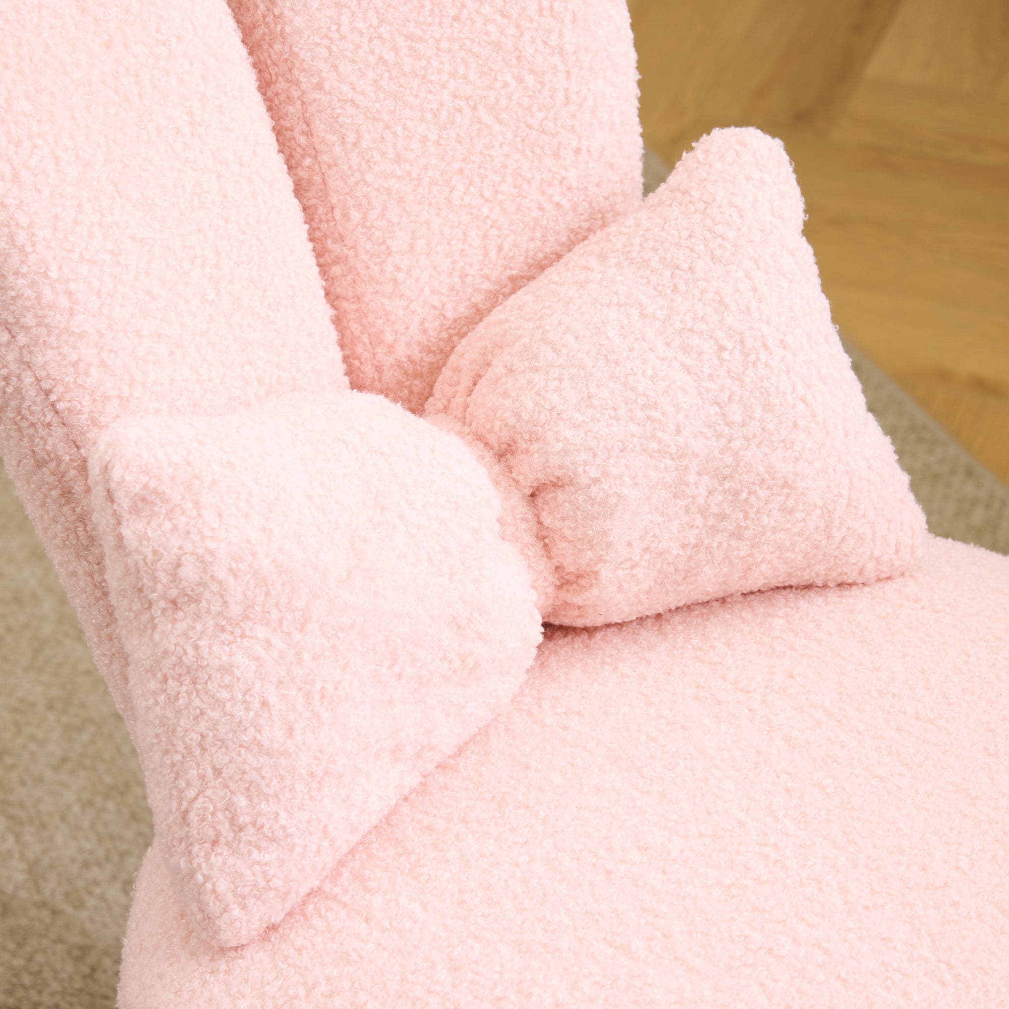 Ktaxon Teddy Fleece Office Chair, Rabbit Ear Backrest Vanity Chair, Adjustable Swivel Reading Chair for Home Office Pink