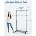 thumbnail image 2 of Whitmor Deluxe Perchero ajustable para ropa - Organizador de ropa con ruedas - Negro y cromado, 2 of 5