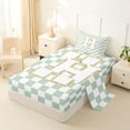thumbnail image 2 of Feelyou Glitter Print Letter H Twin Sheet Sets for Kids, Buffalo Checkered Bedding for Bedroom, Green, 3 Pieces, 2 of 5