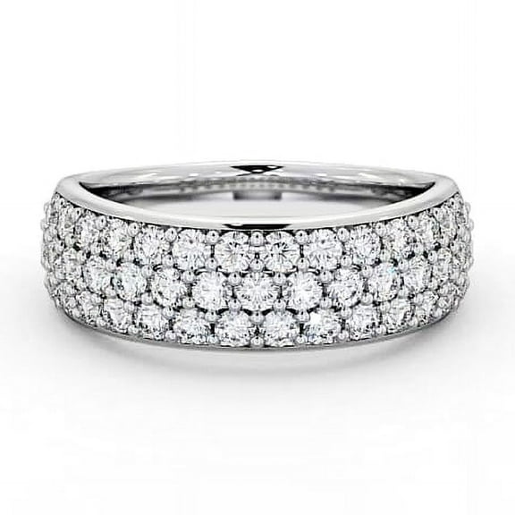 Meryn Jewel Lab Diamond Round Cut 0.6 Ct Wedding Ring - 14K White Gold Plated Rings for Gifts - Gorgeous Multi Row Wedding Diamond Rings - Stacked Multi-Stone Engagement Jewelry - Bridal Collection