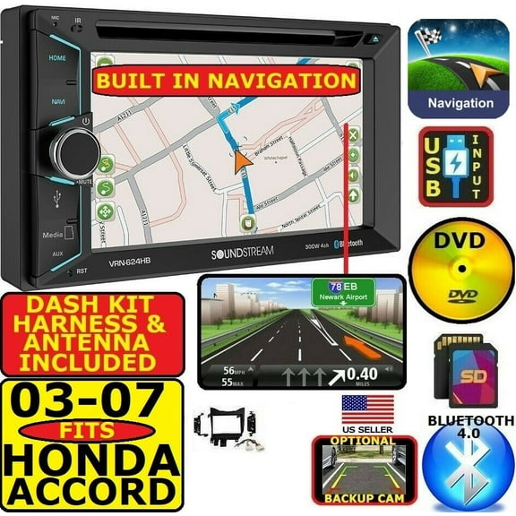 03-07 FOR HONDA ACCORD AM/FM CD/DVD GPS NAVIGATION SYSTEM BLUETOOTH USB/SD RADIO