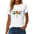 thumbnail image 4 of GEWSEY Women's Dragonfly Graphic Tees Trendy Casual Loose Summer Funny Cute Printed Short Sleeve Shirts Tops (White, 3XL), 4 of 8