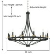 thumbnail image 4 of ACROMA Fidenza 12-light Modern Farmhouse Empire Wagon Wheel Chandelier with UL - D40'' * H135'' Aged Zinc & Satin Brass Satin, Matte, 4 of 5