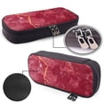 thumbnail image 4 of Vsdgher Abstract Red Marble Print Pen Case Leather Pencil Pouch Markers Holder Big Capacity Bag with Zippered Pocket for Stationery Tool, 4 of 6