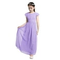 thumbnail image 1 of MSemis Robe de Princesse pour Enfants Robe de Demoiselle d'Honneur en Chiffon Plissé Manches Flottantes Robe de Fête d'Anniversaire Lavande 12, 1 of 7