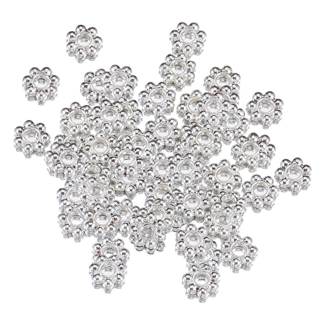 200pcs Snowflake Spacer Beads Set, Loose Beads , DIY 6mm Craft Decor Loose Charm