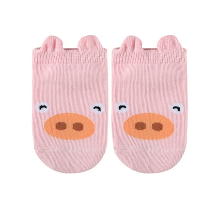 

2pcs New Cartoon Pattern Infant Baby Boy Girl Cotton Short Antiskid Socks Feet pink M